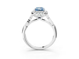 White gold Fancy Blue Radiant  Halo Diamond Engagement Ring with Filigree Band and Four-Prong Setting_108