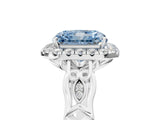 White gold Fancy Blue Radiant  Halo Diamond Engagement Ring with Filigree Band and Four-Prong Setting_110