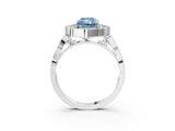 White gold Fancy Blue Radiant  Halo Diamond Engagement Ring with Milgrain Band and Four-Prong Setting_68