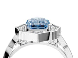White gold Fancy Blue Radiant  Halo Diamond Engagement Ring with Milgrain Band and Four-Prong Setting_70