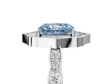 White gold Fancy Blue Radiant  Halo Diamond Engagement Ring with Milgrain Band and Four-Prong Setting_71