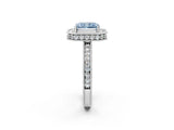White gold Fancy Blue Radiant  Halo Diamond Engagement Ring with Milgrain Pave Band and Four-Prong Setting_65
