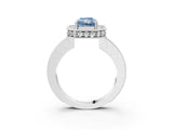 White gold Fancy Blue Radiant  Halo Diamond Engagement Ring with Milgrain Pave Band and Four-Prong Setting_66