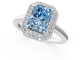 White gold Fancy Blue Radiant  Halo Diamond Engagement Ring with Solitaire Band and Four-Prong Setting_21