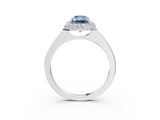 White gold Fancy Blue Radiant  Halo Diamond Engagement Ring with Solitaire Band and Four-Prong Setting_23