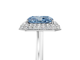 White gold Fancy Blue Radiant  Halo Diamond Engagement Ring with Solitaire Band and Four-Prong Setting_25