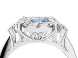 White gold Fancy Blue Radiant  Halo Diamond Engagement Ring with Split Shank and Four-Prong Setting_58