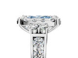 White gold Fancy Blue Radiant  Halo Diamond Engagement Ring with Split Shank and Four-Prong Setting_59