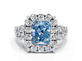 White gold Fancy Blue Radiant  Halo Diamond Engagement Ring with Split Shank and Four-Prong Setting_60
