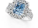 White gold Fancy Blue Radiant  Halo Diamond Engagement Ring with Split Shank and Four-Prong Setting_61