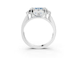 White gold Fancy Blue Radiant  Halo Diamond Engagement Ring with Split Shank and Four-Prong Setting_63