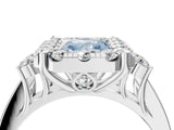White gold Fancy Blue Radiant  Halo Diamond Engagement Ring with Split Shank and Four-Prong Setting_64