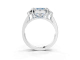 White gold Fancy Blue Radiant  Halo Diamond Engagement Ring with Split Shank and Four-Prong Setting_73
