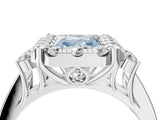 White gold Fancy Blue Radiant  Halo Diamond Engagement Ring with Split Shank and Four-Prong Setting_76