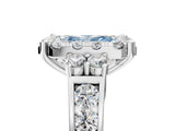 White gold Fancy Blue Radiant  Halo Diamond Engagement Ring with Split Shank and Four-Prong Setting_81