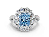 White gold Fancy Blue Radiant  Halo Diamond Engagement Ring with Split Shank and Prong Setting_66