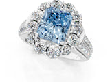 White gold Fancy Blue Radiant  Halo Diamond Engagement Ring with Split Shank and Prong Setting_67