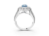 White gold Fancy Blue Radiant  Halo Diamond Engagement Ring with Split Shank and Prong Setting_69