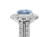 White gold Fancy Blue Radiant  Halo Diamond Engagement Ring with Split Shank and Prong Setting_71