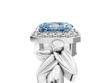 White gold Fancy Blue Radiant  Halo Diamond Floral Band with Four-Prong Setting_60