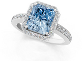 White gold Fancy Blue Radiant  Halo Diamond Pavé Band Ring with Prong Setting_21