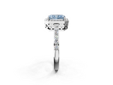 White gold Fancy Blue Radiant  Halo Diamond Pavé Band Ring with Prong Setting_22