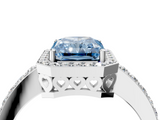 White gold Fancy Blue Radiant  Halo Diamond Pavé Band Ring with Prong Setting_24