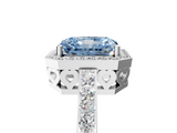 White gold Fancy Blue Radiant  Halo Diamond Pavé Band Ring with Prong Setting_25
