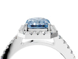 White gold Fancy Blue Radiant  Halo Diamond Pavé Solitaire Ring_55