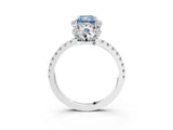 White gold Fancy Blue Radiant  Halo Diamond Pave Band Ring with Four-Prong Setting_18