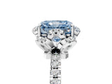 White gold Fancy Blue Radiant  Halo Diamond Pave Band Ring with Four-Prong Setting_20