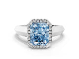 White gold Fancy Blue Radiant  Halo Diamond Ring with Cathedral Band and Four-Prong Setting_49