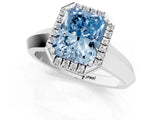 White gold Fancy Blue Radiant  Halo Diamond Ring with Cathedral Band and Four-Prong Setting_50