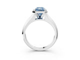 White gold Fancy Blue Radiant  Halo Diamond Ring with Cathedral Band and Four-Prong Setting_52
