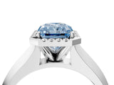 White gold Fancy Blue Radiant  Halo Diamond Ring with Cathedral Band and Four-Prong Setting_53