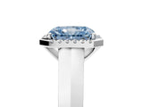 White gold Fancy Blue Radiant  Halo Diamond Ring with Cathedral Band and Four-Prong Setting_53