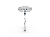 White gold Fancy Blue Radiant  Halo Diamond Ring with Milgrain Edge and Round Prong Setting_40