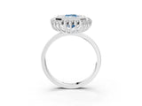 White gold Fancy Blue Radiant  Halo Diamond Ring with Milgrain Edge and Round Prong Setting_41