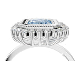 White gold Fancy Blue Radiant  Halo Diamond Ring with Milgrain Edge and Round Prong Setting_42