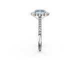 White gold Fancy Blue Radiant  Halo Diamond Ring with Pavé Band and Prong Setting_38