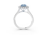 White gold Fancy Blue Radiant  Halo Diamond Ring with Pavé Band and Prong Setting_39