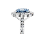 White gold Fancy Blue Radiant  Halo Diamond Ring with Pavé Band and Prong Setting_41