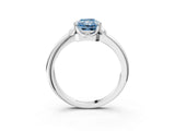 White gold Fancy Blue Radiant  Halo Diamond Ring with Round Cluster Setting, Solitaire Band, and Four-Prong Setting_52