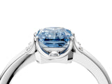 White gold Fancy Blue Radiant  Halo Diamond Ring with Round Cluster Setting, Solitaire Band, and Four-Prong Setting_53