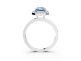 White gold Fancy Blue Radiant  Halo Diamond Solitaire with Pavé Band and Four-Prong Setting_107