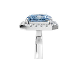 White gold Fancy Blue Radiant  Halo Diamond Solitaire with Pavé Band and Four-Prong Setting_110