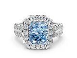 White gold Fancy Blue Radiant  Halo Diamond Split Shank Engagement Ring with Prong Setting_51