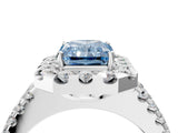 White gold Fancy Blue Radiant  Halo Diamond Split Shank Engagement Ring with Prong Setting_55