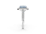 White gold Fancy Blue Radiant  Halo Milgrain Solitaire with Bezel Set Side Stones and Pave Band_35