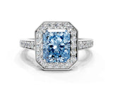 White gold Fancy Blue Radiant  Halo Pavé Diamond Engagement Ring with Bezel Setting_49
